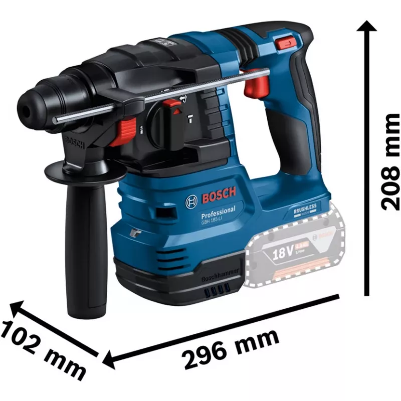 Bosch 18V Professional Set Rotary Hammer GBH 18V-22 + Drill Driver GSR 18V-45 - (mėlyna/juoda, 2x Li-Ion baterija 4.0 Ah, grąžtų ir antgalių rinkinys, įrankių krepšys) (0615V0003D)