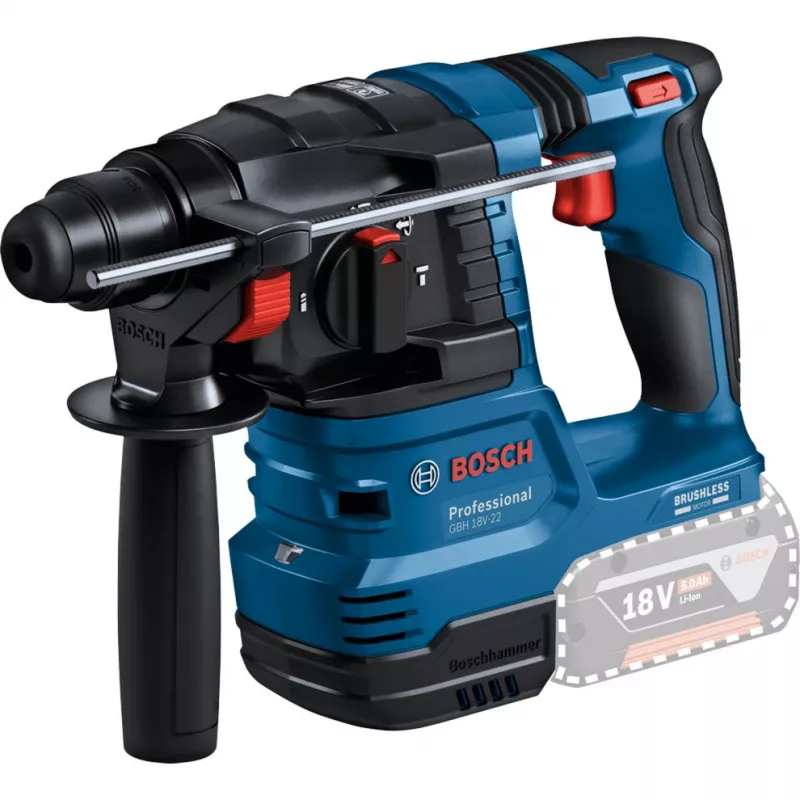 Bosch 18V Professional Set Rotary Hammer GBH 18V-22 + Drill Driver GSR 18V-45 - (mėlyna/juoda, 2x Li-Ion baterija 4.0 Ah, grąžtų ir antgalių rinkinys, įrankių krepšys) (0615V0003D)