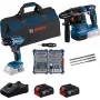 Bosch 18V Professional Set Rotary Hammer GBH 18V-22 + Drill Driver GSR 18V-45 - (mėlyna/juoda, 2x Li-Ion baterija 4.0 Ah, grąžtų ir antgalių rinkinys, įrankių krepšys) (0615V0003D)