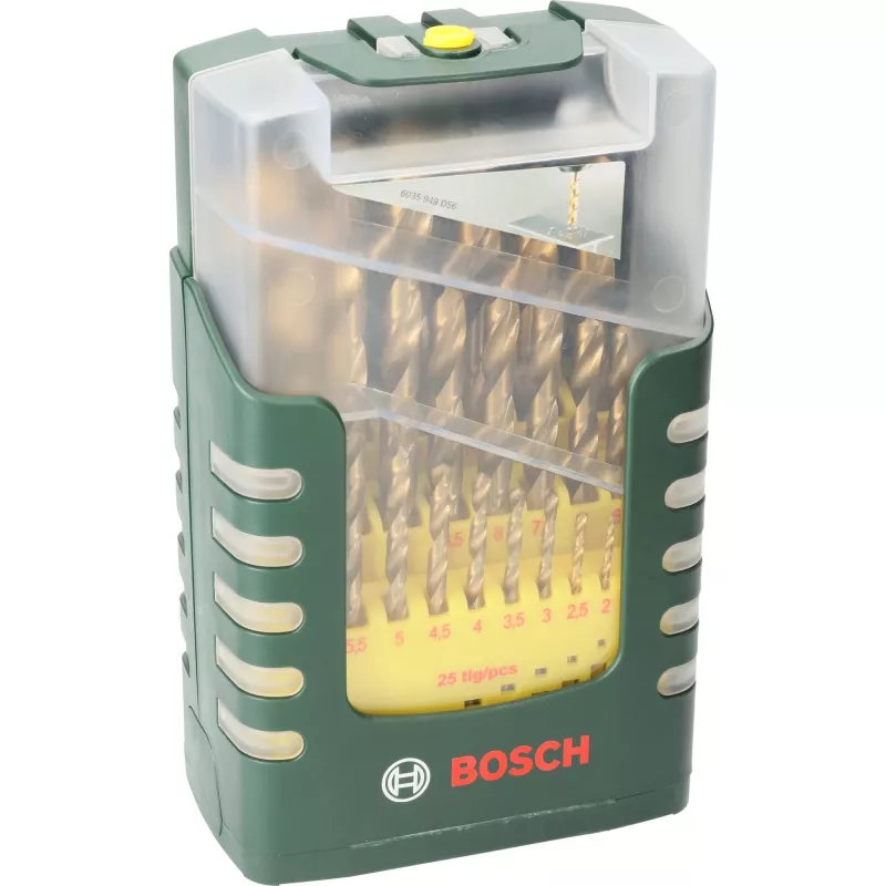 Bosch 2607017154 HSS sukimo grąžtų rinkinys, 25 dalių, TiN padengtas, cilindriniu kotu
