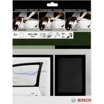 Bosch Accessories 2609256C47 rankinio šlifavimo popieriaus rinkinys, grūdėtumas 240, 400, 600, 230 mm x 280 mm, 3 lapai