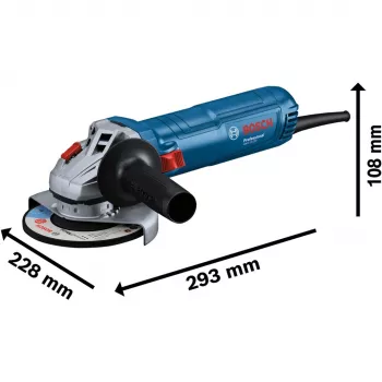 Bosch kampinis šlifuoklis GWS 12-125 Professional + deimantinis pjovimo diskas, mėlynas, 1,200 W (06013A6102)