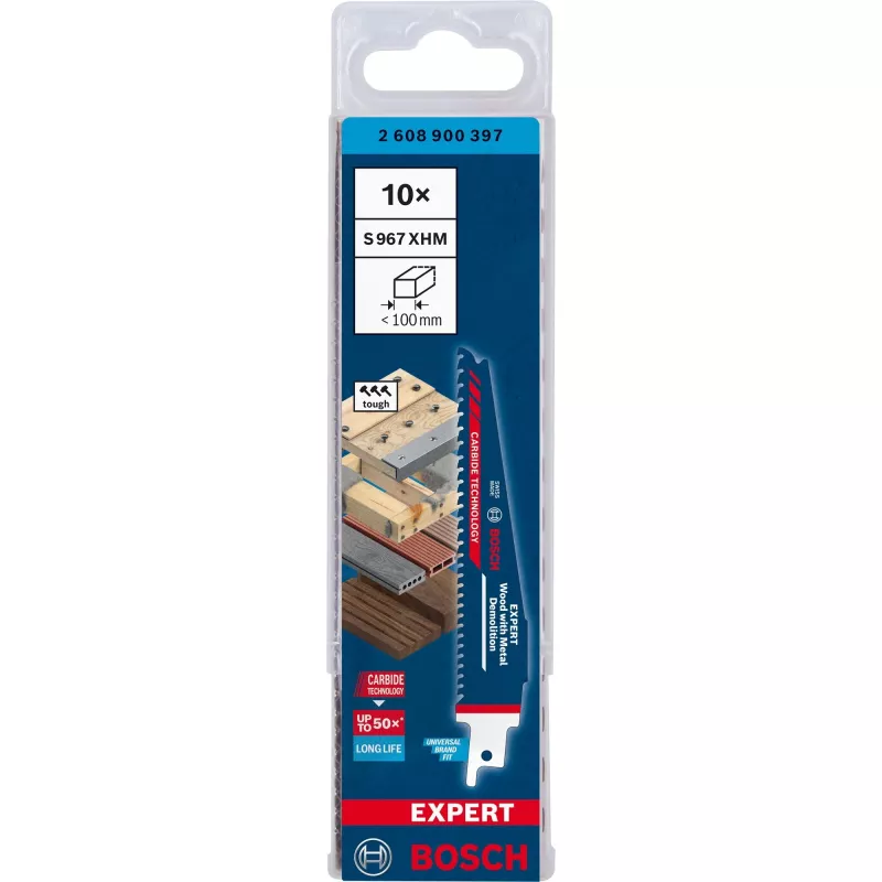 Bosch Expert S 967 XHM pjūklo geležtė – medis su metalu, 150 mm, 10 vnt.