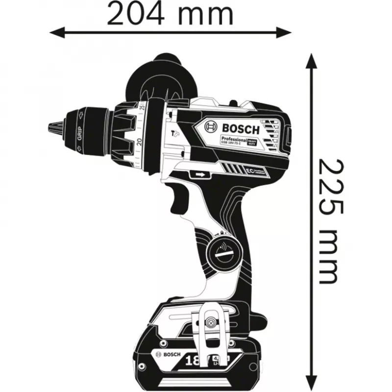 Bosch GSB 18V-110 C Professional 18V belaidis smūginis gręžtuvas (be akumuliatoriaus, mėlynas/juodas)