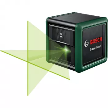 Bosch Home and Garden Quigo Green Set kryžminio linijavimo lazeris su spaustuku, adapterio plokštele ir 1,1 m aliuminio trikoju 0603663CZ1