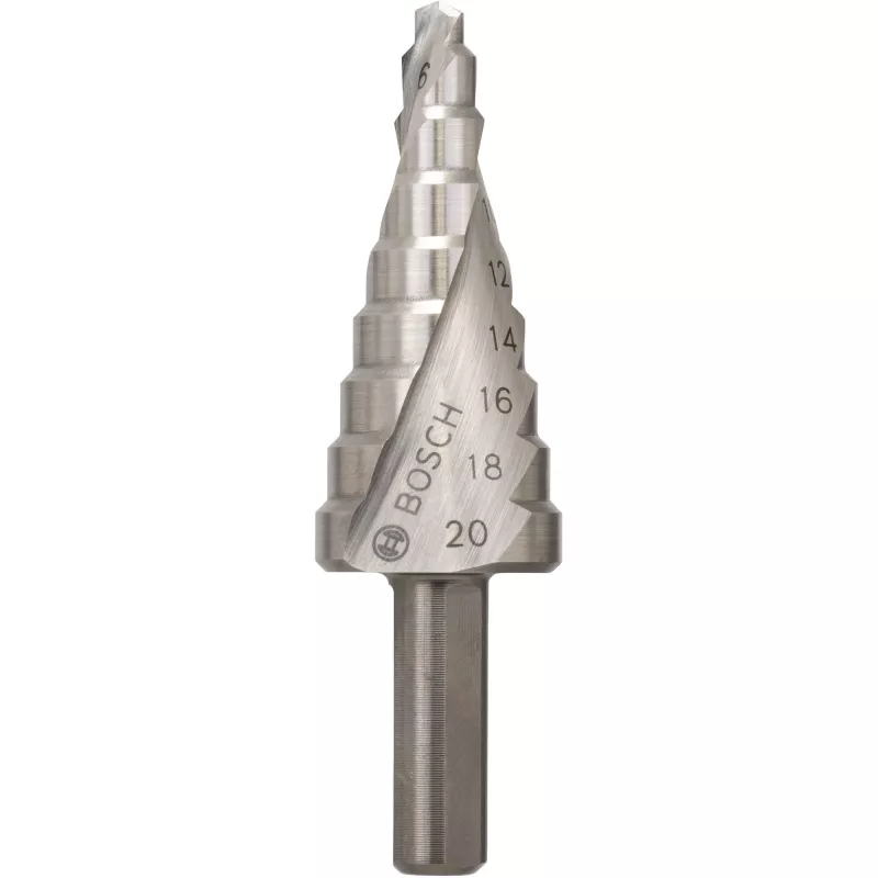 Bosch HSS laiptinis grąžtas 4-20 mm, 3 plokščio kotas, 70,5 mm ilgio 2608597519