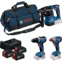 BOSCH Professional 18V kombinuotas rinkinys: sraigtinis plaktukas GBH 18V-22 + gręžtuvas-sraigtasukis GSR 18V-65 + smūginis veržliasukis GDX 18V-285 (3x 5.0 Ah Li-Ion akumuliatoriai, dėklas)