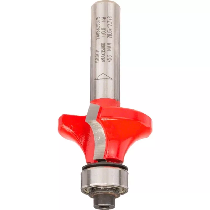 Bosch Power Tools Expert for Wood Roundover Router Bit, Radius 7.9 mm, 8 mm Shank, Two-Flute, su kreipiamuoju rutuliniu guoliu