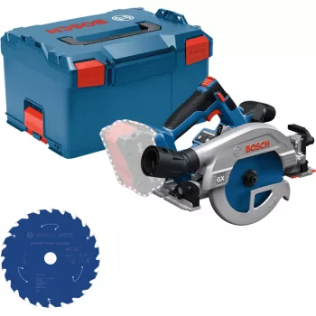 BOSCH Professional GKS 18V 57 GX akumuliatorinis pjūklas su pjovimo disku L-BOXX dėkle