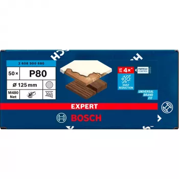 Bosch PowerTools Expert M480 Net šlifavimo diskas 125 mm, grūdėtumas K80 (50 vnt., ekscentriniams šlifuokliams)