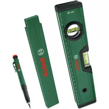 Bosch PowerTools žymėjimo rinkinys, 3 vnt. (žalia/juoda) – giluminis žymeklis, universalus žymeklis ir dailidės pieštukas