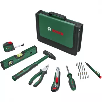 BOSCH Powertools Universal Hand Tool Set, 25 dalių (žalias, su įrankių krepšiu)