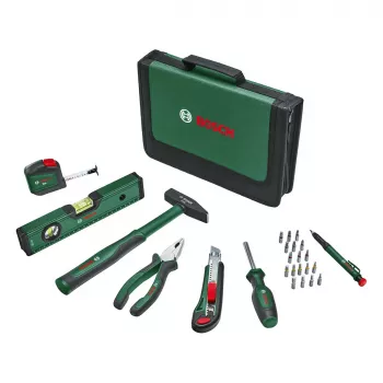 BOSCH Powertools Universal Hand Tool Set, 25 dalių (žalias, su įrankių krepšiu)