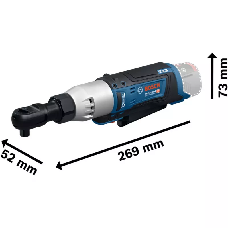 BOSCH Professional GRC 12V-60 3/8 SN akumuliatorinis reketinis veržliaraktis, 3/8 colio kvadratas, 60 Nm, 12 V, mėlynas/juodas (be akumuliatoriaus ir įkroviklio)