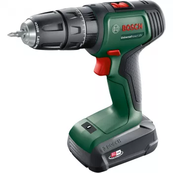 BOSCH UniversalImpact 18V belaidis smūginis gręžtuvas (žalia/juoda, 2×1,5 Ah ličio jonų, 241 dalies rinkinys)
