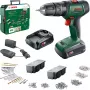 BOSCH UniversalImpact 18V belaidis smūginis gręžtuvas (žalia/juoda, 2×1,5 Ah ličio jonų, 241 dalies rinkinys)