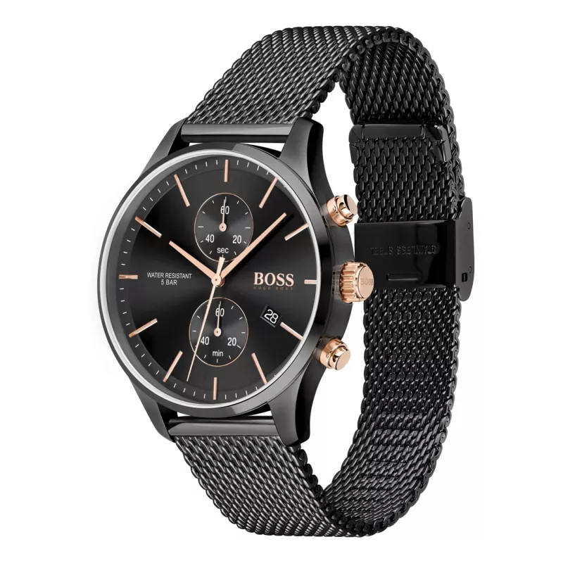 BOSS Hero vyriškas kvarcinis chronografinis laikrodis 1513811 42 mm nerūdijantis plienas mėlynas ciferblatas