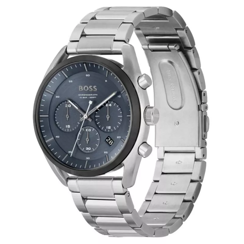 BOSS Vyrų Skymaster Chronografinis Laikrodis 1514093 44mm Nerūdijančio Plieno Mėlynu Ciferblatu