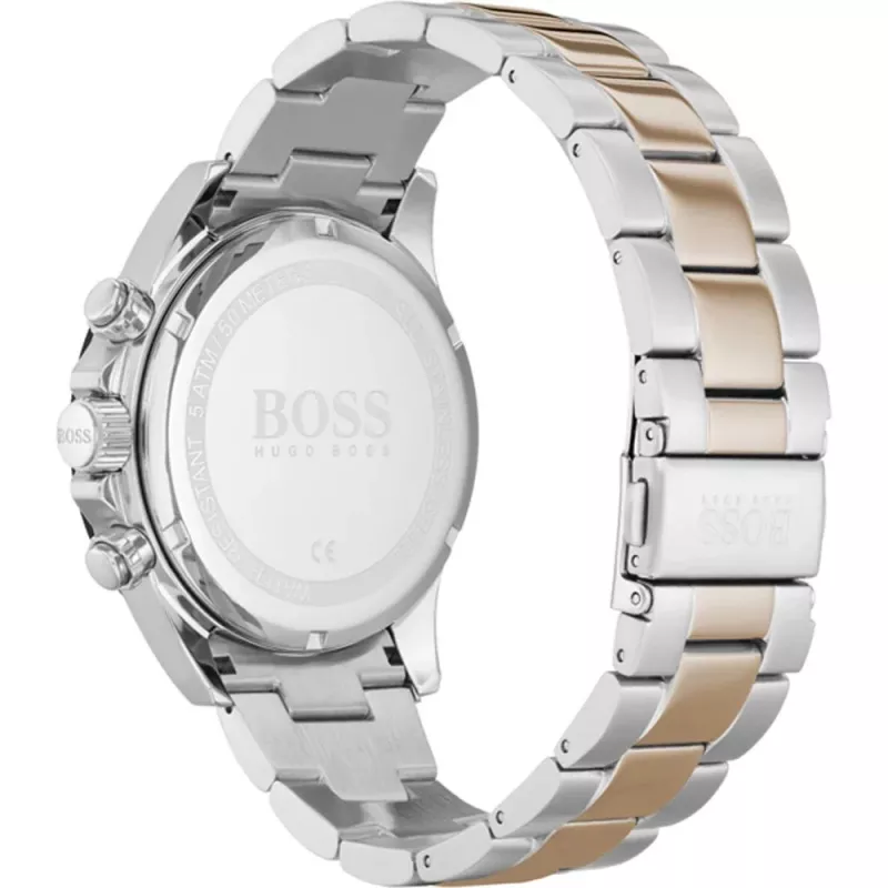 BOSS Vyriškas Laikrodis 1513757 43mm Nerūdijančio Plieno Mėlynas Ciferblatas Ruda Odelė Chronografas