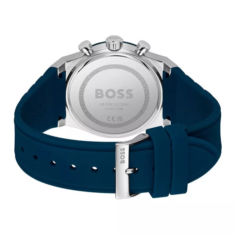 BOSS vyriškas laikrodis 1514243 41mm nerūdijančio plieno mėlynas ciferblatas chronografas