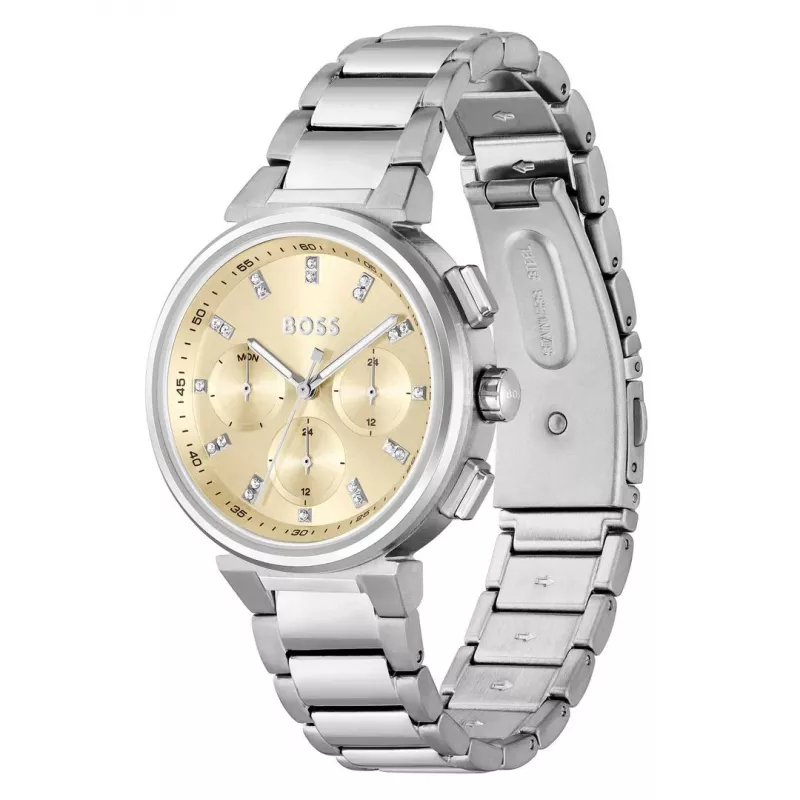 BOSS Moteriškas Laikrodis 1502676 Kvarcinis 37mm Nerūdijančio Plieno Sidabrinis/Rožinio Aukso