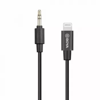 BOYA BY-K1 3,5 mm TRRS vyriškas į Lightning vyrišką garso adapterio laidas (20 cm, juodas)