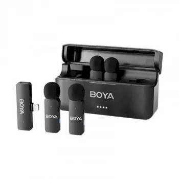 BOJA BY-V4D belaidė mikrofonų sistema su 4 siųstuvais ir 1 Lightning imtuvu (juoda)