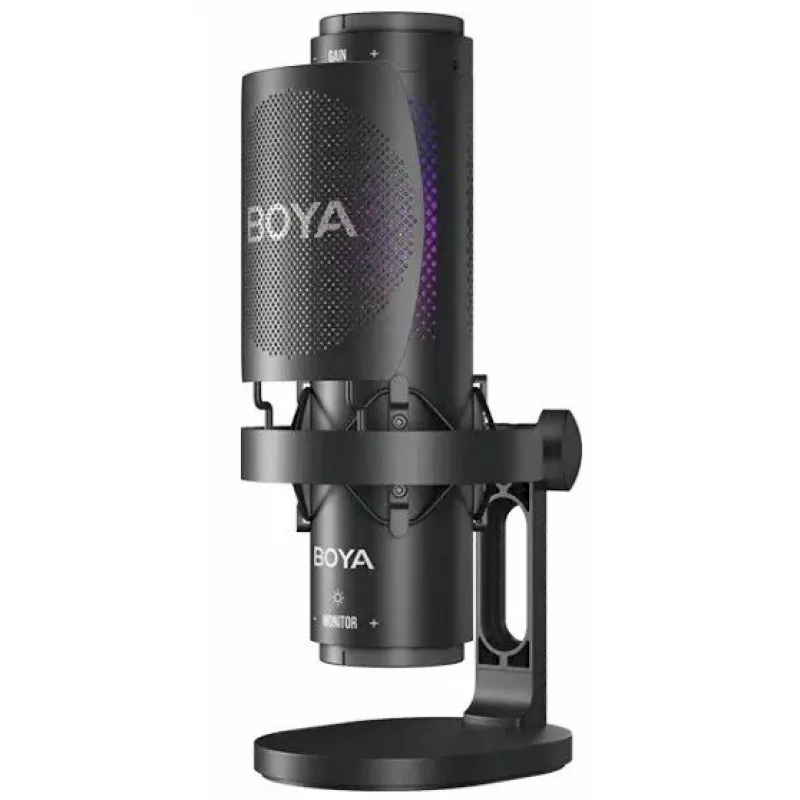 BOYA K9 laidinis kondensatorinis mikrofonas, omnidirekcinis, triukšmo slopinimas, realaus laiko stebėjimas, USB-A/USB-C, juodas