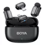 BOYA Mini 2-01 belaidė mikrofono sistema 2,4GHz su 2 siųstuvais ir 2 imtuvais (USB-C ir Lightning) juoda