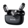 BOYA Mini 2-03 belaidė mikrofonų sistema 2,4 GHz su AI triukšmo slopinimu, 2 siųstuvai + 1 Lightning imtuvas, juoda