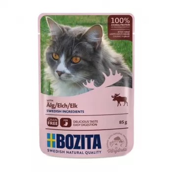 Bozita 3633 šlapias kačių ėdalas gabaliukai drebučiuose su vištiena 85g
