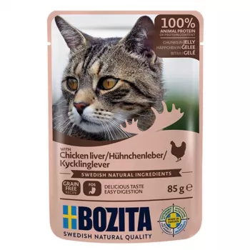 Bozita Chicken Liver Chunks in Jelly šlapias kačių ėdalas 85 g