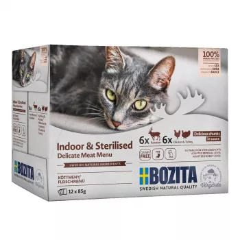 BOZITA Sterilised Pieces in Sauce with Meat Multibox - šlapias ėdalas katėms - 12 x 85g