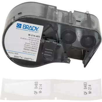 Brady M-214-483 savaiminio laminavimo vinilo etiketės laidams ir kabeliams, baltos, 21,34 x 48,77 mm, terminio perkėlimo, 100 vnt.