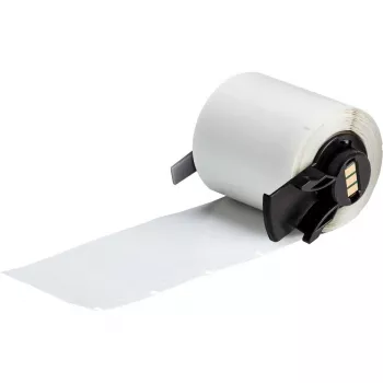 Brady M6-78-427-AW savaiminio laminavimo vinilo apvyniojimo etiketės, baltos/perpšviečiamos, 38,1 mm x 38,1 mm, skirtos BMP41/51/53, 250 vnt. kasetėje