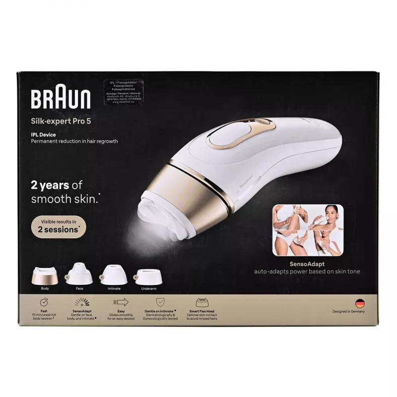 Braun IPL Hair Removal Device PL5431 su SensoAdapt odos atspalvio jutikliu, 400 000 blyksnių, 10 intensyvumo lygių, maitinamas iš tinklo, baltas