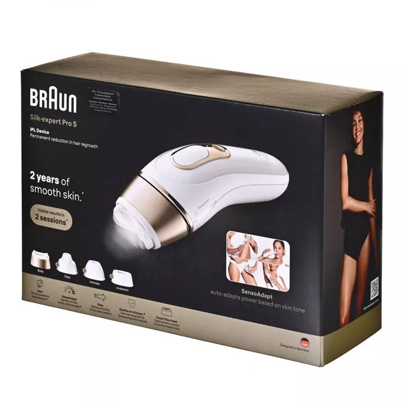 Braun IPL Hair Removal Device PL5431 su SensoAdapt odos atspalvio jutikliu, 400 000 blyksnių, 10 intensyvumo lygių, maitinamas iš tinklo, baltas