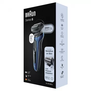 Braun Series 61 - B1000s elektrinis skustuvas šlapiam ir sausam skutimui, mėlynas