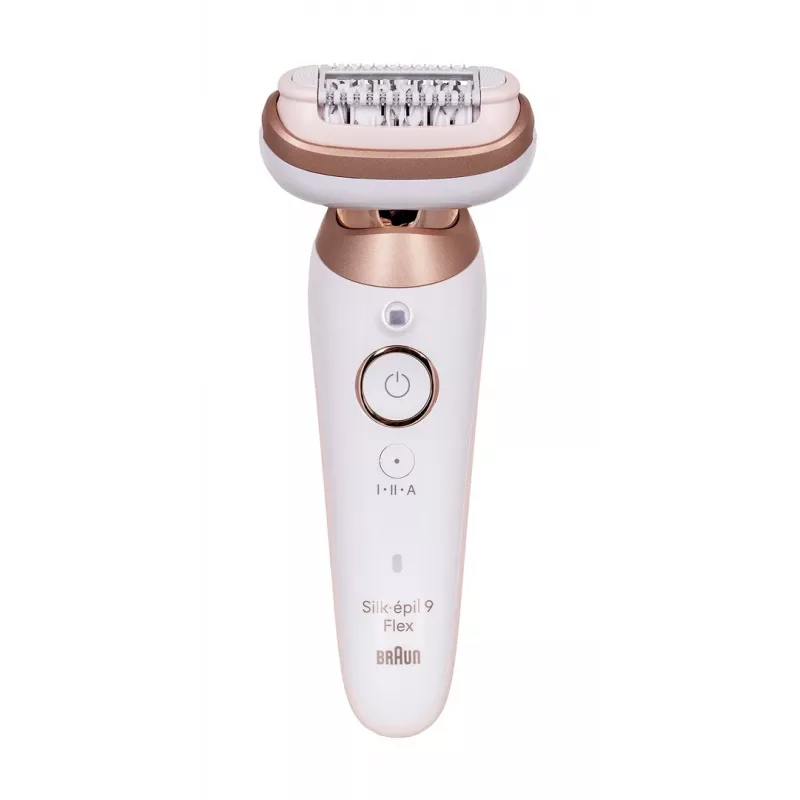 Braun Silk-épil 9 3D SES9-481 belaidis epiliatorius šlapiam ir sausam naudojimui su 40 pincetų, SensoSmart, Smartlight, trimeriu, baltas/rožinio aukso