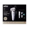 Braun Silk-épil 9 3D SES9-481 belaidis epiliatorius šlapiam ir sausam naudojimui su 40 pincetų, SensoSmart, Smartlight, trimeriu, baltas/rožinio aukso