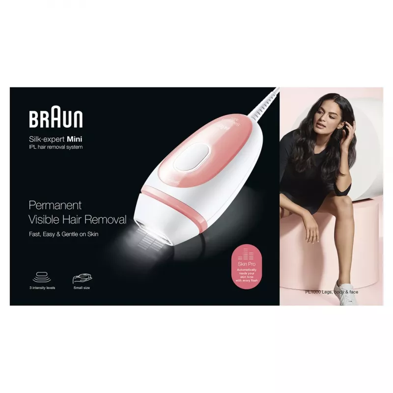 Braun Silk-expert PL1000 šviesos plaukų šalinimo prietaisas Intense Pulsed Light (IPL), rožinė, balta