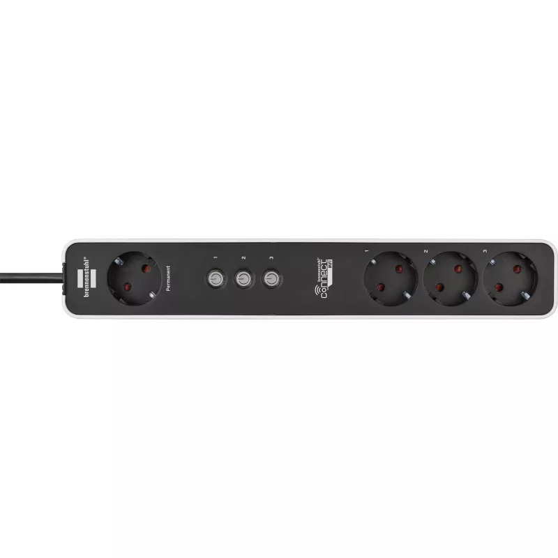 Brennenstuhl Connect Ecolor WLAN Smart Power Strip 4-Way (White/Black, 1,5 m Cable, Voice Control, Timer, App)