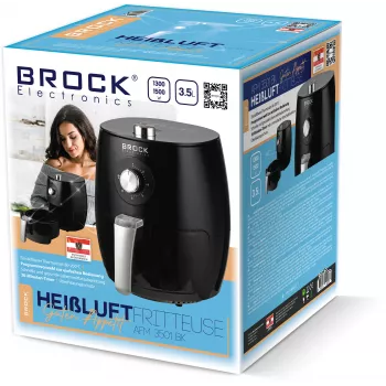 Brock AFM 3501 BK oro gruzdintuvė 3.5L 1300-1500W juoda skaitmeninė su krepšeliu