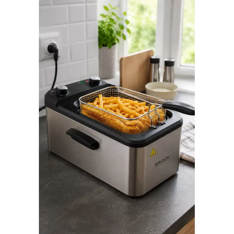Brock DF 3001 SS gruzdintuvė 3,2 l 2200 W juoda/plieninė