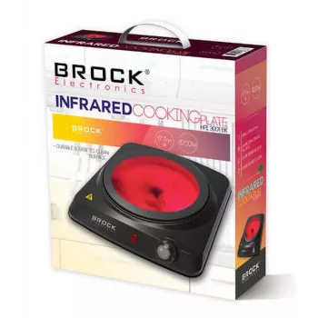Brock HPI 3001 BK 1500W vieno kaitvietės elektrinė viryklė su ketaus plokšte ir reguliuojamu termostatu, juoda