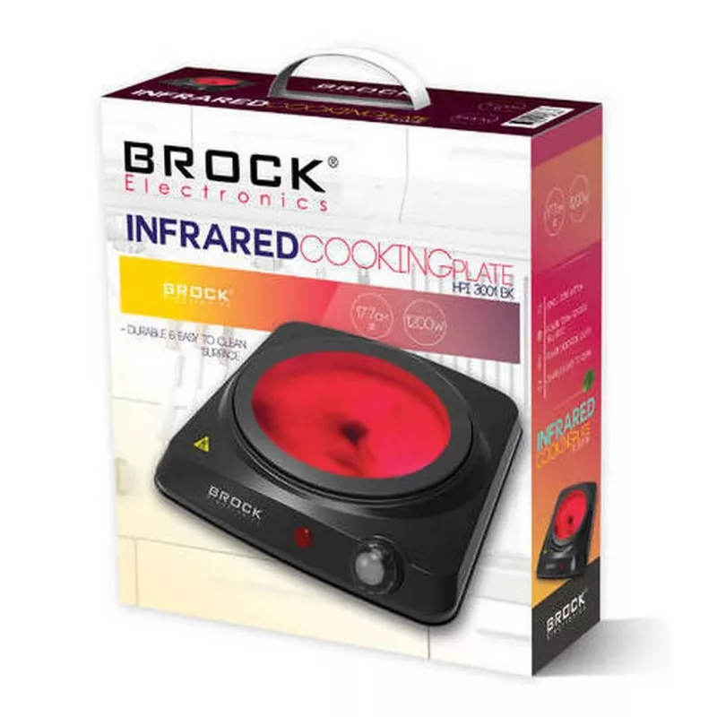 Brock HPI 3001 BK 1500W vieno kaitvietės elektrinė viryklė su ketaus plokšte ir reguliuojamu termostatu, juoda