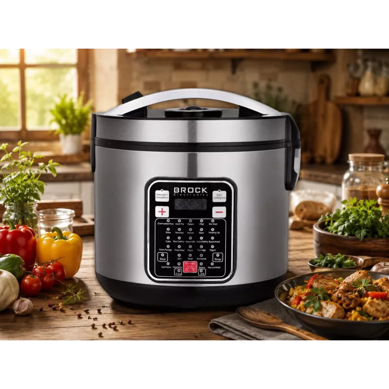 Brock MC 3203 multicooker 5L 900W juodas/plieninis