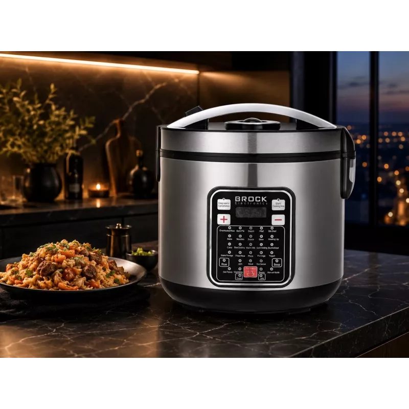 Brock MC 3203 multicooker 5L 900W juodas/plieninis