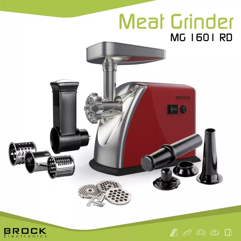 Brock MG 1601 RD mėsmalė 1400W, raudona/plieninė