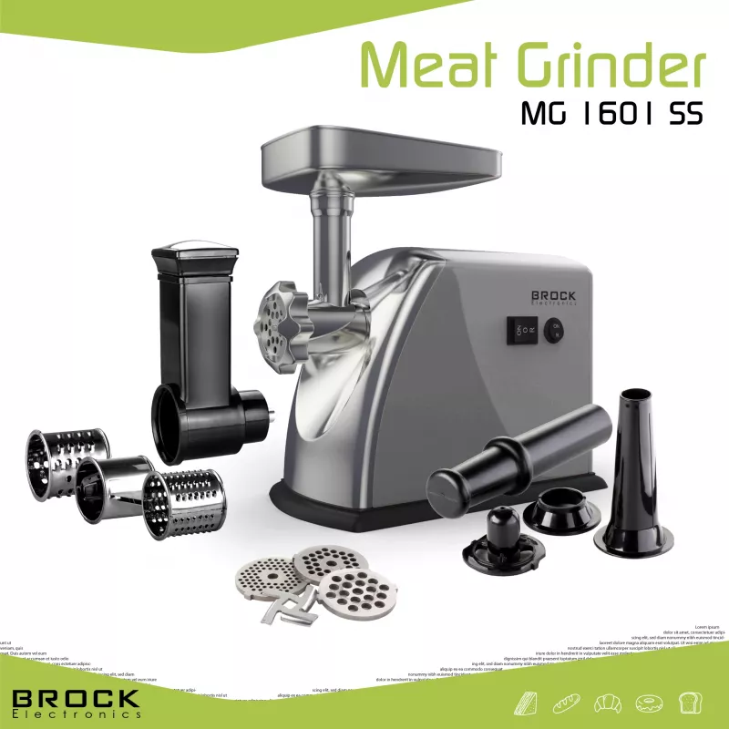 Brock MG 1601 SS mėsos malūnėlis 1400W, raudonas/plieninis